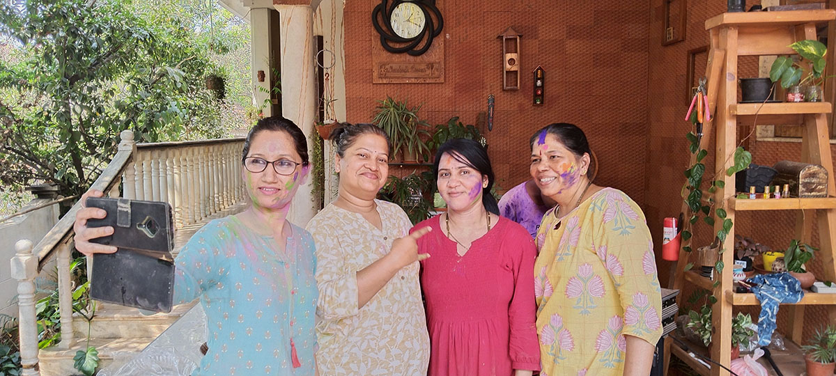 Holi celebrations in progress.